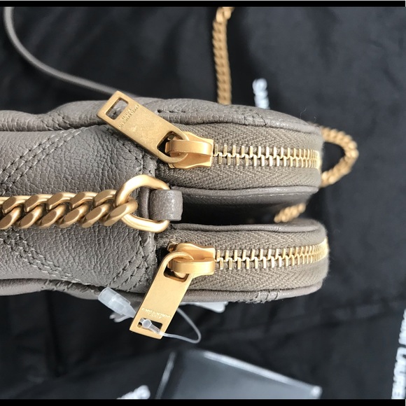 YSL Becky Double Zip Leather Pouch in Warm Taupe - Picture 13 of 17